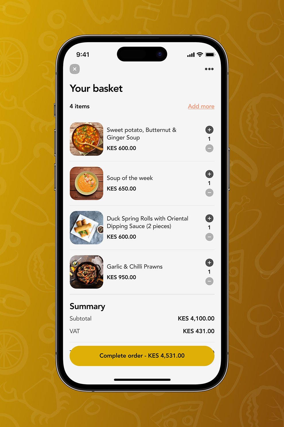 Agiza app cart and checkout page