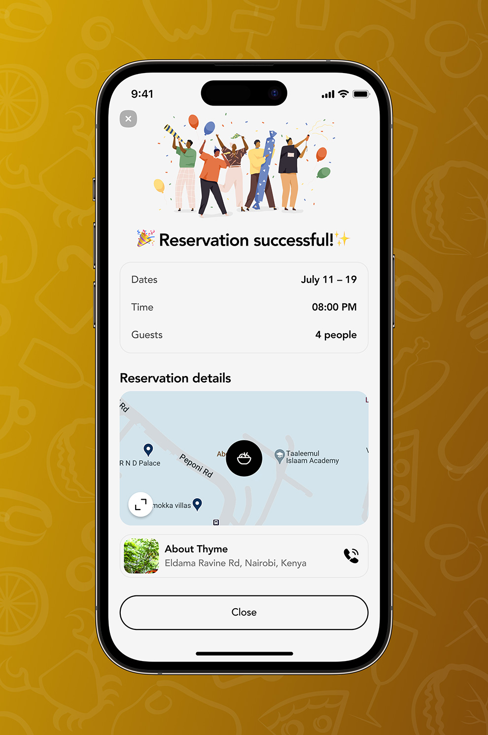 Agiza app reservation successfull page