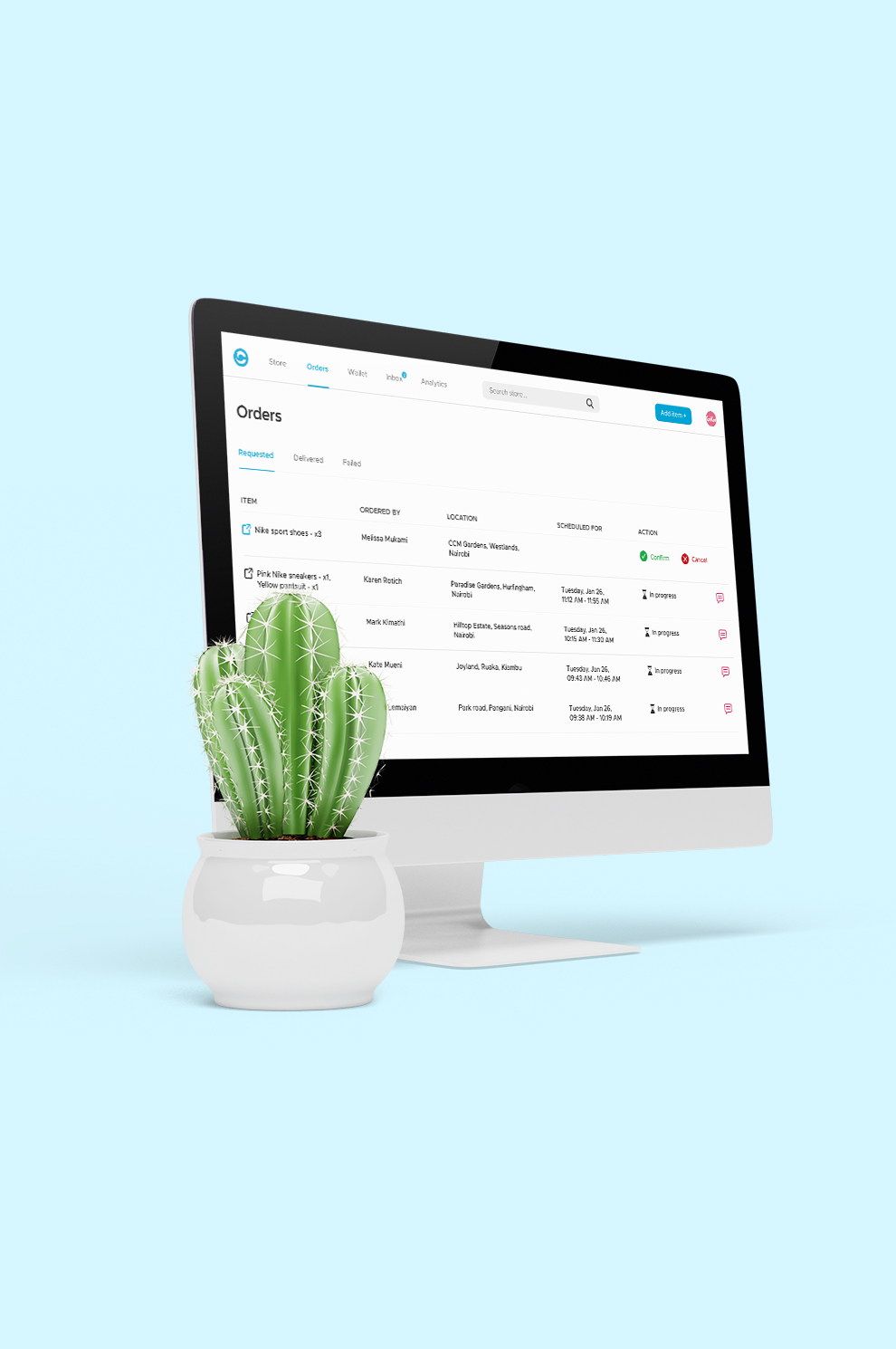 Cashia Merchant Portal Orders page preview