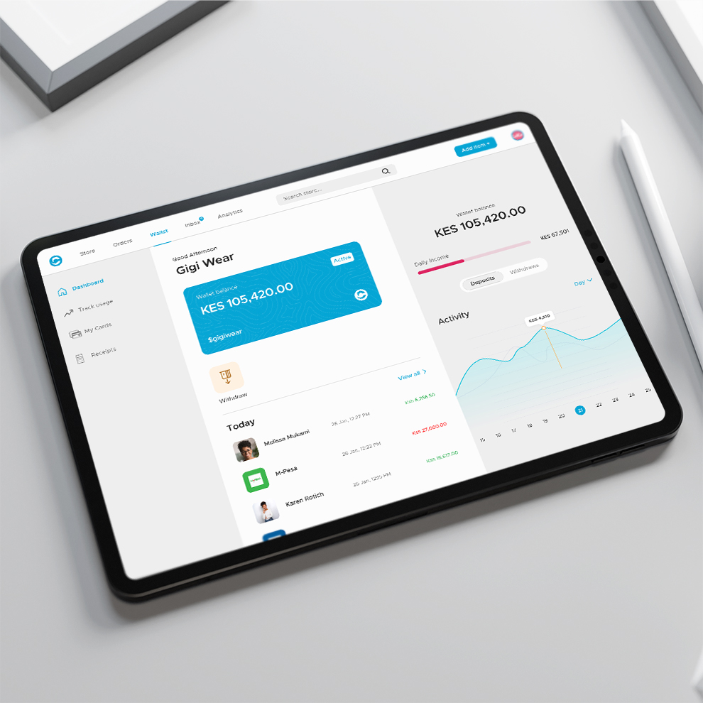 Cashia Merchant Portal Wallet page preview