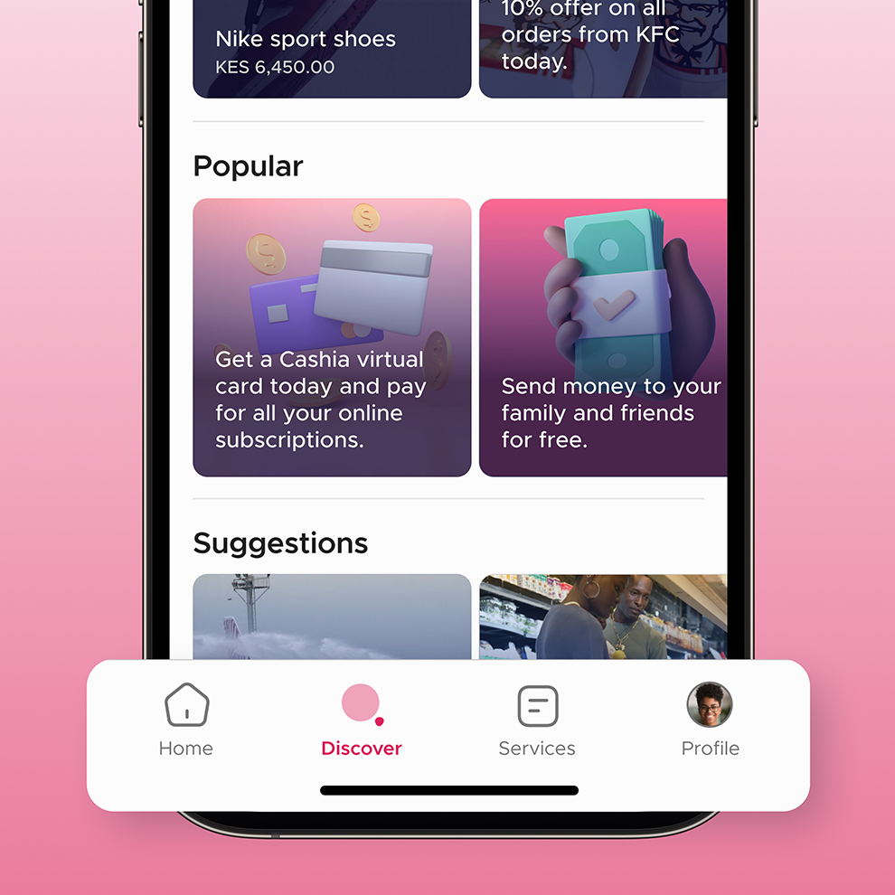 Cashia App navbar preview