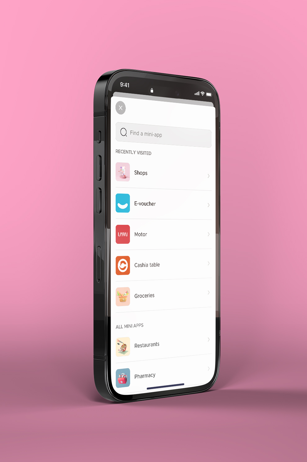 Cashia app mini app switch
