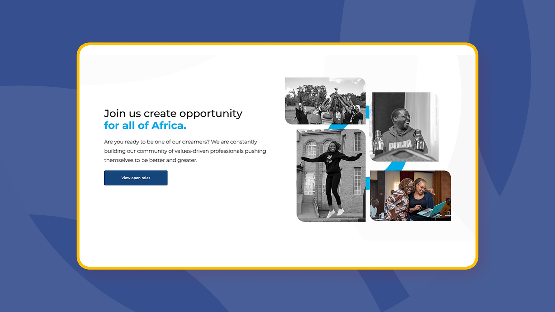Cellulant Website Join Us page preview