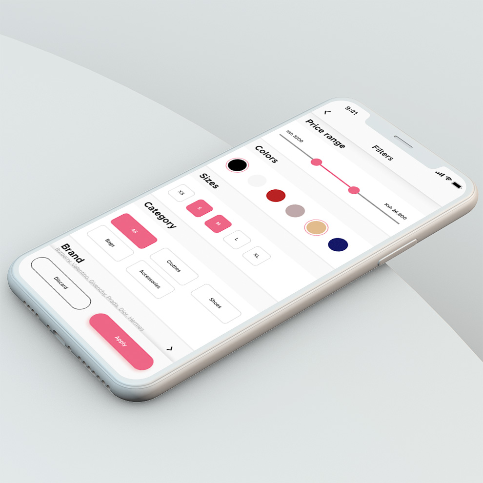 Gigi Wear App filters page preview