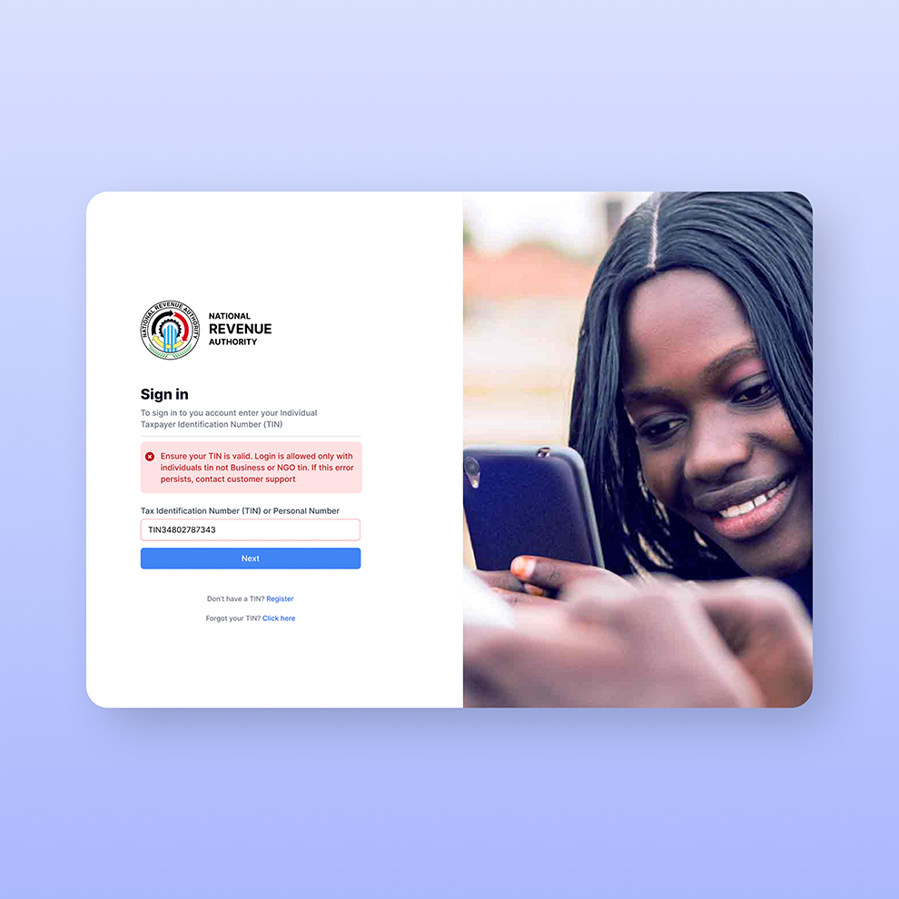 South Sudan National Revenue Authority Platform Login page preview