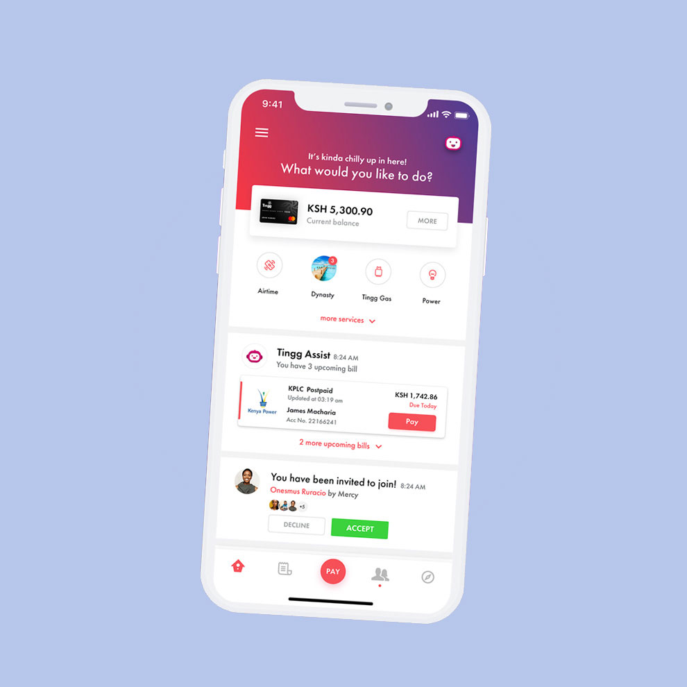 Tingg App landing page