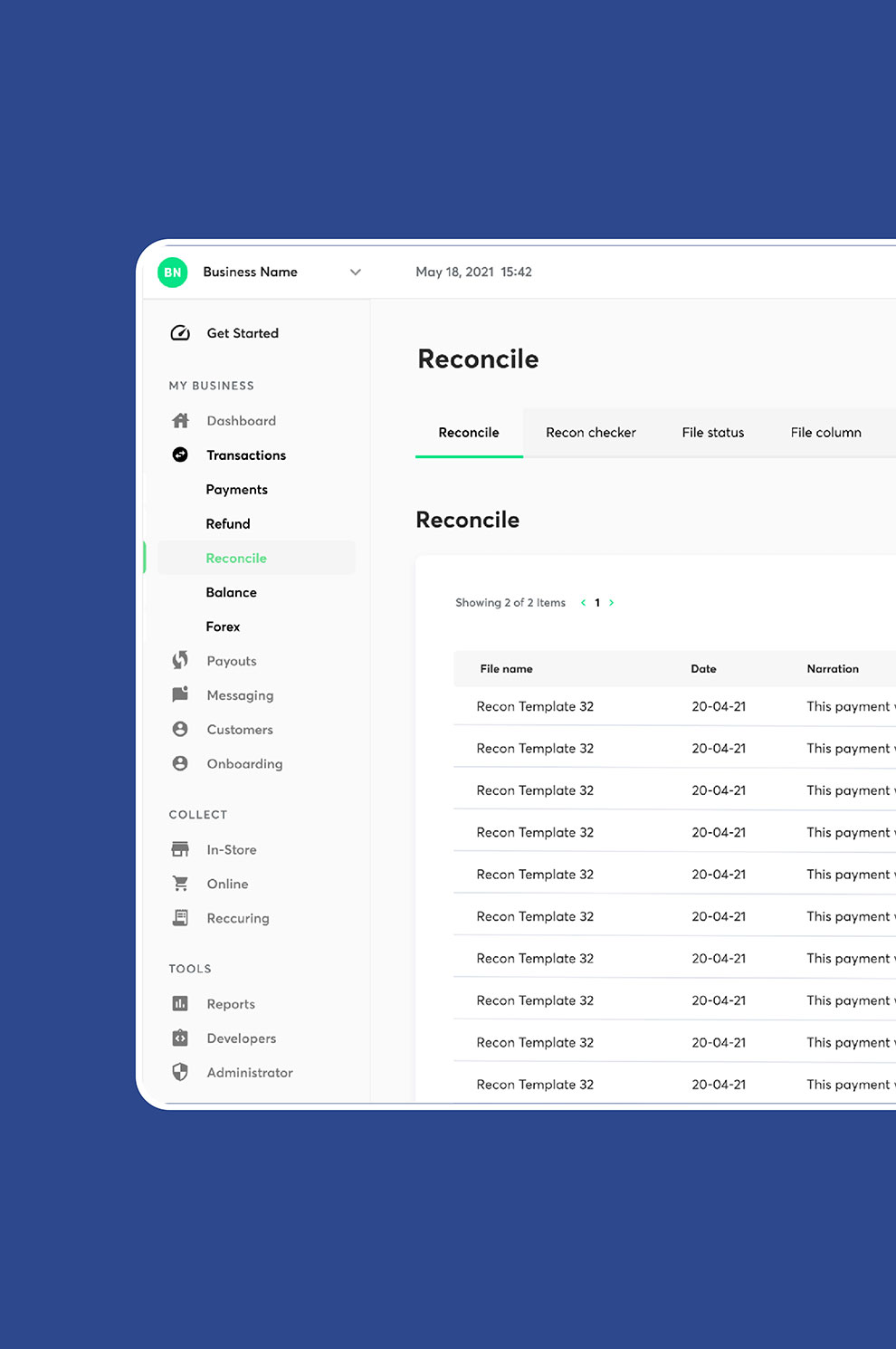Tingg Merchant and Business Dashboard preview