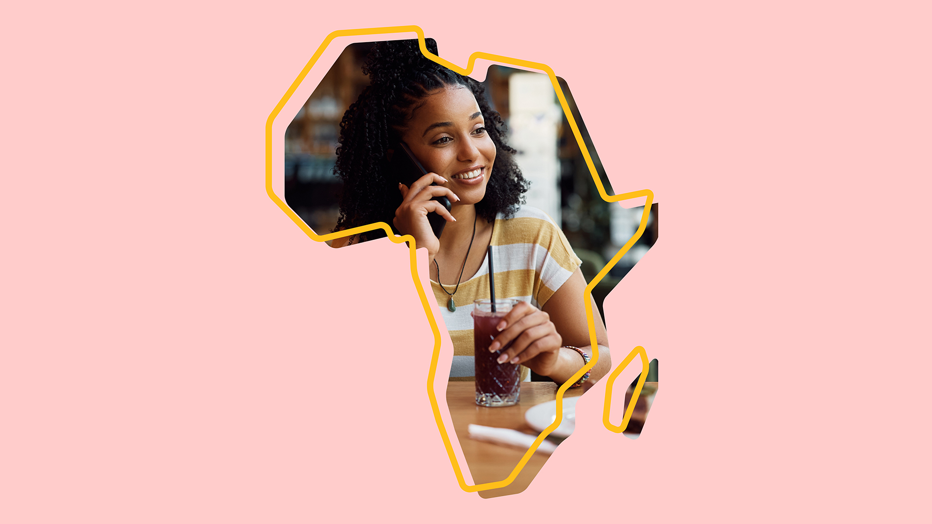 African girl in African Map outline